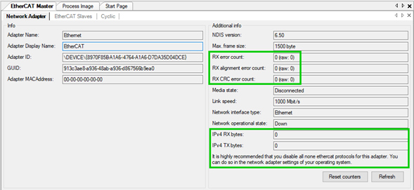 EtherCAT Master Tab Screenshot