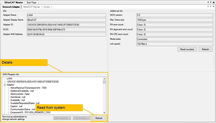 Network adapter details